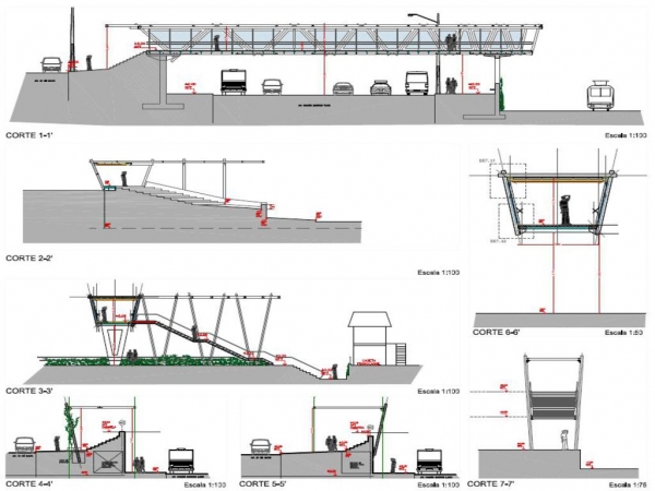 Diseño pasarela de conexión  zona comercial con paseo Bellamar