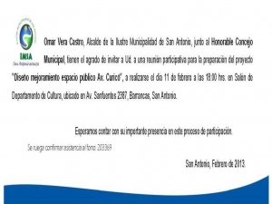 El próximo Lunes 11 Expondrán a vecinos Proyecto Mejoramiento Espacio Público AV. Curicó