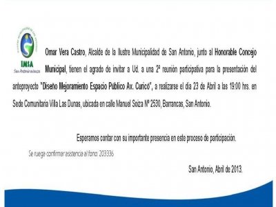 Reunión participativa; Diseño Mejoramiento Av. Curico.