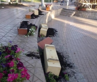 V&aacute;ndalos destruyen jardineras de Plaza de Llolleo.